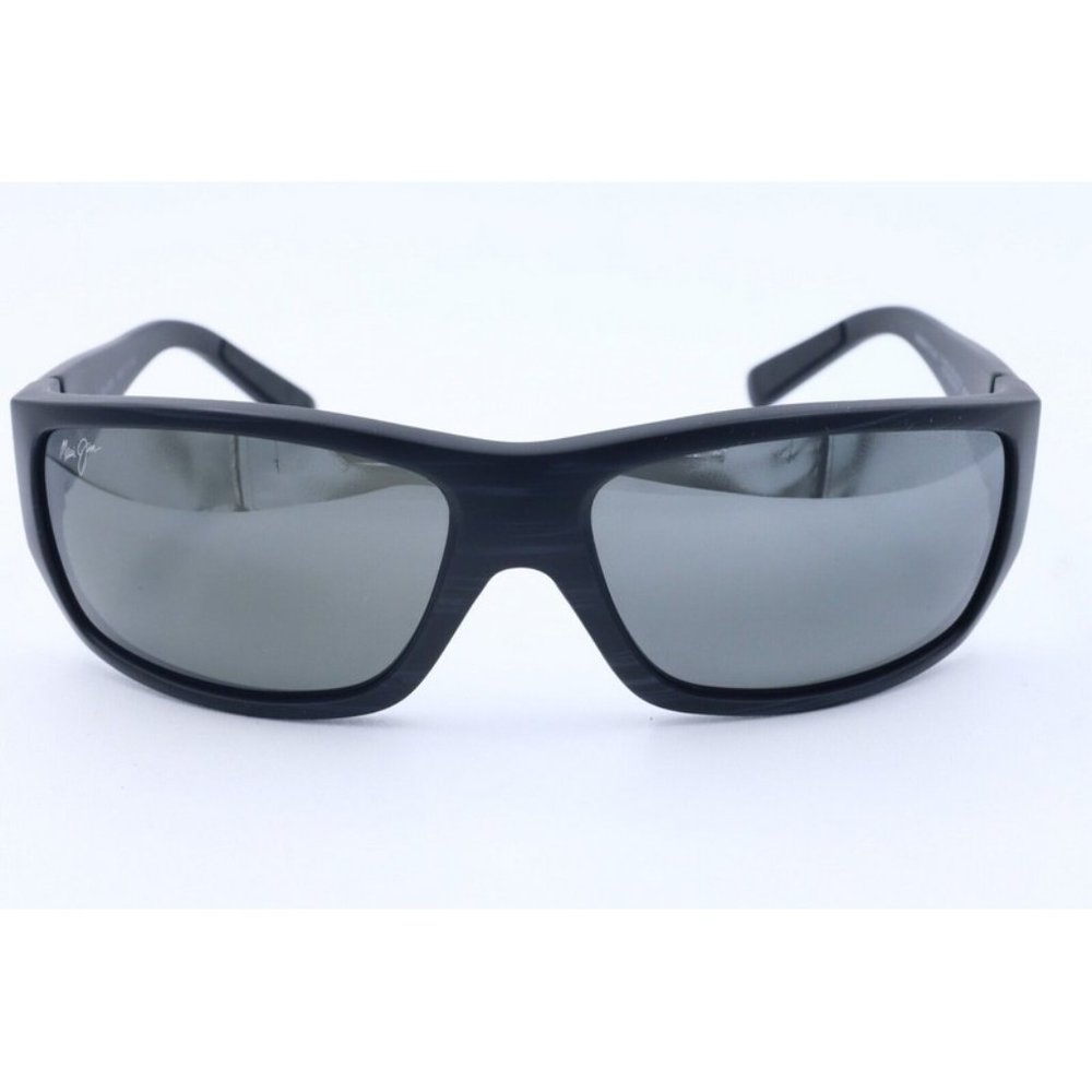 Maui Jim Wassup MJ 123-02W Sunglasses Matte Black Woodgrain Neutral Grey NEW